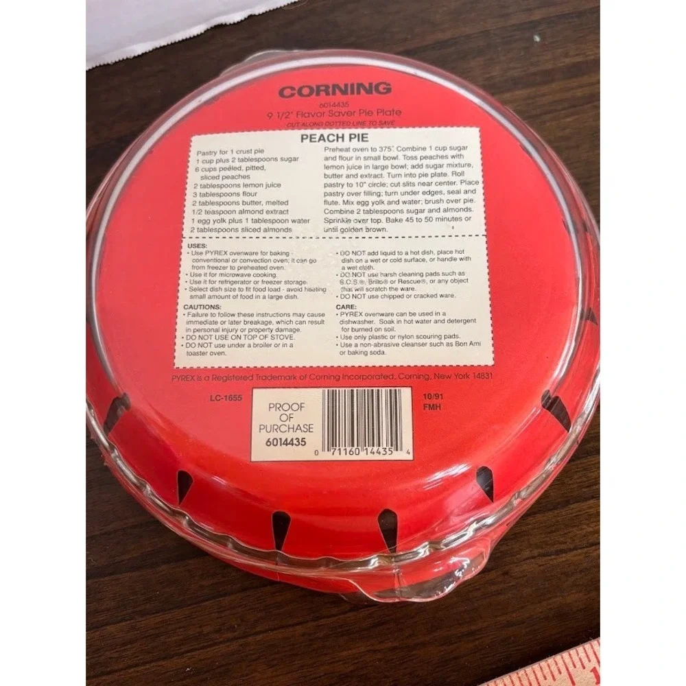 Pyrex Originals Flavor Saver Pie Plate 9.5 Inch Clear Glass 229 Vintage 1991 USA